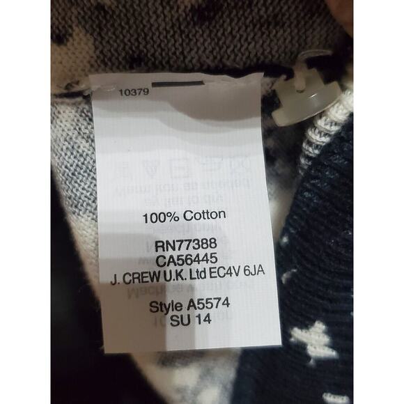 J.Crew Women Black White Floral Cotton Round Neck Long Sleeve Cardigan Sweater M - Picture 8 of 11